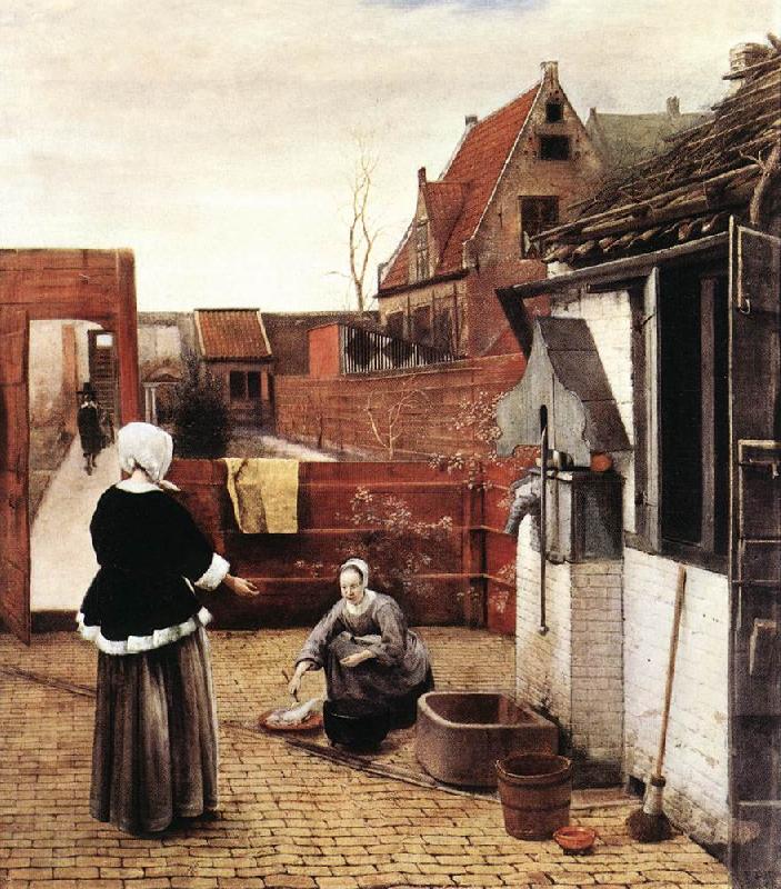 HOOCH, Pieter de Woman and Maid in a Courtyard st Norge oil painting art